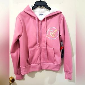 Aeropostle Sport pink sweater with sherpa lining fleece lining size M NWT